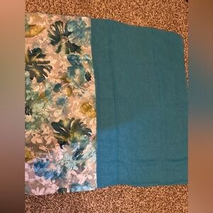 Floral and Teal Silk Scarf